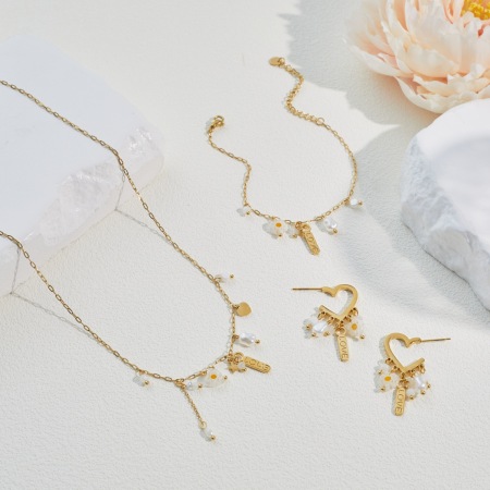 Ensembles de bijoux pour femmes Simple Series Daily Flower en acier inoxydable étanche couleur or 2
