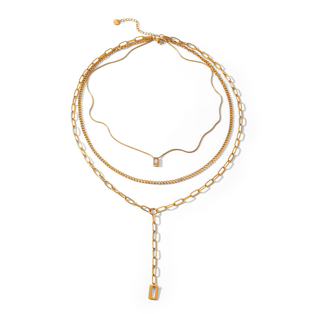 Colliers Superposés Pour Femmes, En Acier Inoxydable, Couleur Or, Étanches, De La Collection Simple Series Daily Chain h5Image6