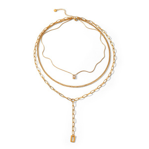 Colliers Superposés Pour Femmes, En Acier Inoxydable, Couleur Or, Étanches, De La Collection Simple Series Daily Chain h5 Image6