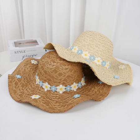Chapeaux de paille en raphia pour femmes, collection Simple Sweet Flower