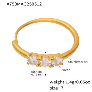 Bagues Minimalistes En Acier Inoxydable Massif, Étanches Et Couleur Or Avec Zircon. h5