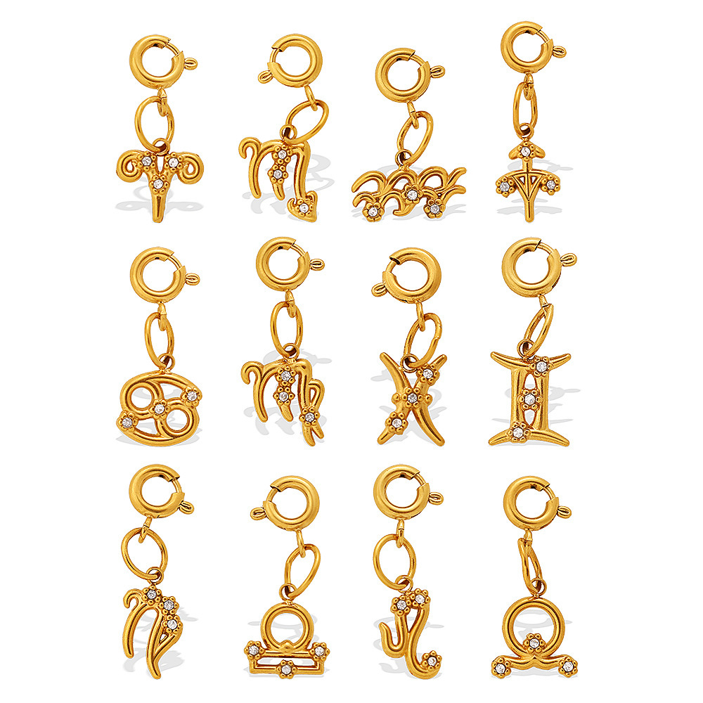 Pendentifs Femme De Luxe Daily Constellation En Acier Inoxydable Étanche Couleur Or Avec Strass h5Image5