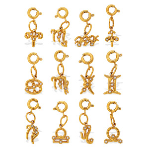 Pendentifs Femme De Luxe Daily Constellation En Acier Inoxydable Étanche Couleur Or Avec Strass h5 Image5