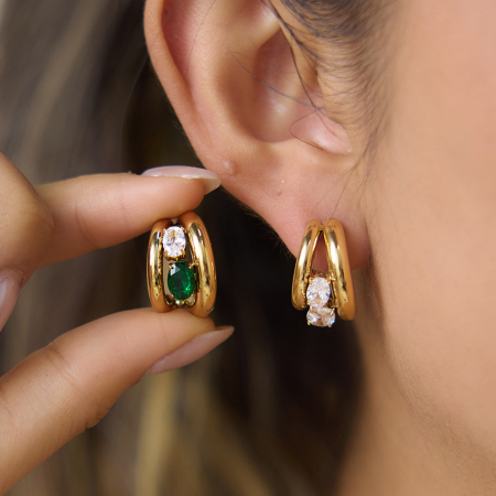 Boucles d'oreilles puces pour femmes, simples et rondes, en acier inoxydable, étanches, couleur or, avec zircon.