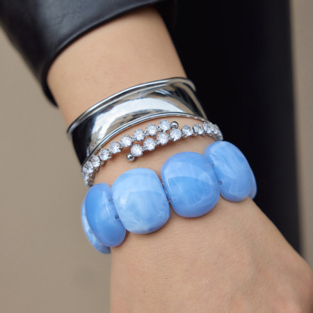 Bracelets pour femmes en acier inoxydable imperméable de forme irrégulière rétro, couleur or 2