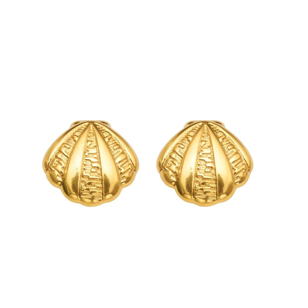 Boucles D'Oreilles Puces Pour Femmes, Style Océanique, En Acier Inoxydable, Imperméables, Motif Coquillage Image4