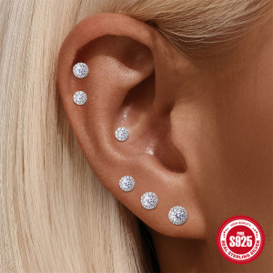 Boucles D'Oreilles Élégantes En Moissanite, Plaquées Platine Et Serties Sur De L'Argent Sterling 925. h5 Image2