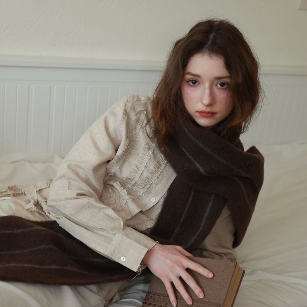 Écharpes D'Hiver En Laine Et Polyester, Coloris Uni, À Franges, Collection Simple Series Daily Image3