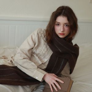 Écharpes D'Hiver En Laine Et Polyester, Coloris Uni, À Franges, Collection Simple Series Daily h5 Image3