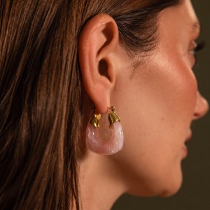 Boucles D'Oreilles Créoles Rétro Simple Series En Acier Inoxydable Étanche Couleur Or Pour Femmes h5 Image4