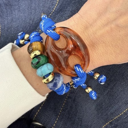 Bracelets tressés pour femmes en résine avec perles de forme irrégulière