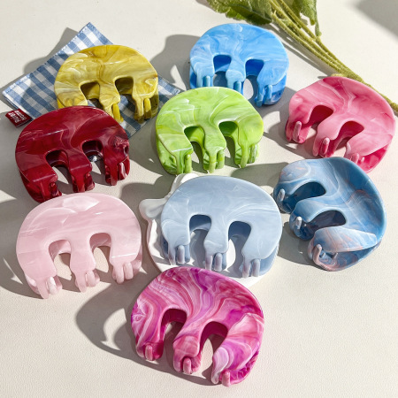 Pinces à cheveux en plastique de forme irrégulière et de couleur dégradée, série Simple