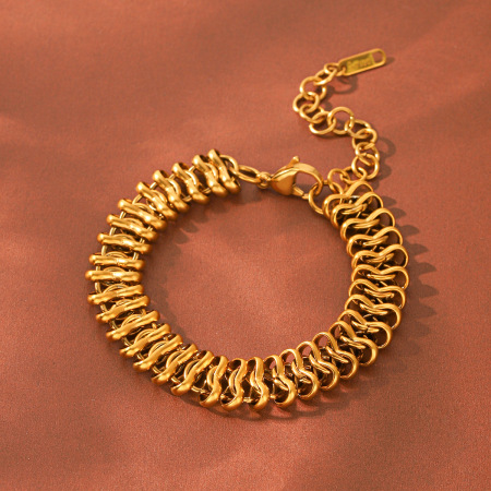 Bracelet chaîne pour femme Simple Series Daily Chain en acier inoxydable étanche couleur or 2