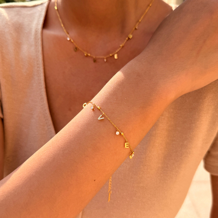 Ensembles de colliers pour femmes Simple Series Daily Letter Heart en acier inoxydable étanche couleur or 2