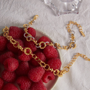Bracelet Chaîne Femme Simple Series Casual Patchwork Circle En Acier Inoxydable Étanche Couleur Or h5 Image4