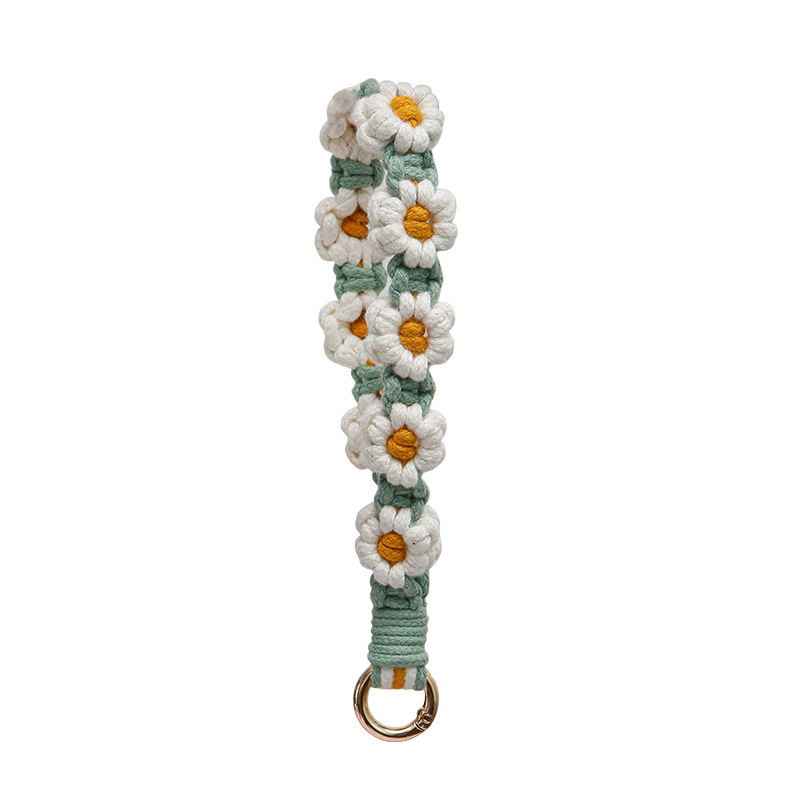 Chaîne De Téléphone En Coton Tissé, Coloris Assorti, Motif Floral Doux, Série Simple 