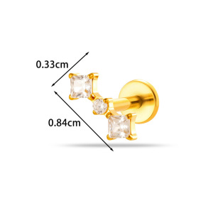 Boucles D'Oreilles Piercing Pour Femme, En Alliage De Titane Doré Avec Zircon Et Cœur Simple h5 Image2