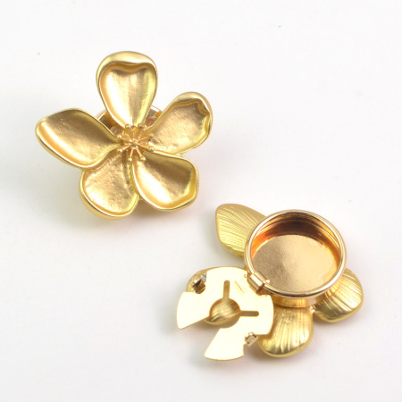 Boutons de manchette en alliage à motif floral doux, collection Simple 2