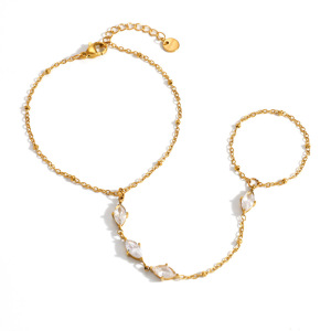 Chaîne De Poignet Élégante Et Simple En Acier Inoxydable, Couleur Or, Avec Zircon, Étanche. h5 Image4