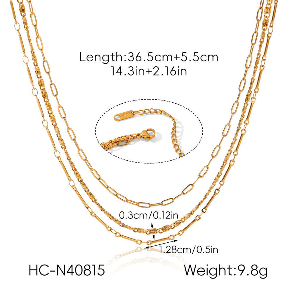 Colliers Superposés Pour Femmes, En Acier Inoxydable, Couleur Or, Étanches, De La Collection Simple Series Daily Chain Image2