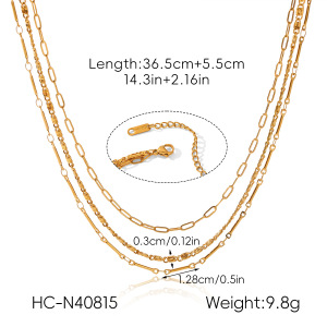 Colliers Superposés Pour Femmes, En Acier Inoxydable, Couleur Or, Étanches, De La Collection Simple Series Daily Chain h5 Image2