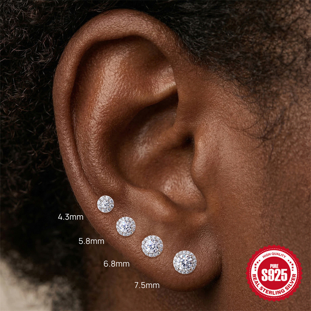 Boucles D'Oreilles Élégantes En Moissanite, Plaquées Platine Et Serties Sur De L'Argent Sterling 925. h5Image3