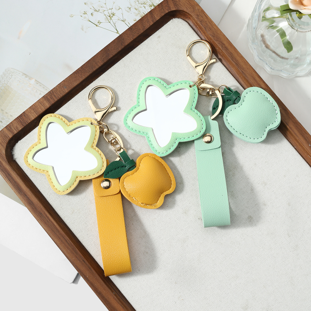 Porte-Clés En Cuir Uni, Motif Floral Et Fruit, Collection Quotidienne Simple Series Image3