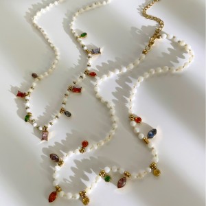 Colliers De Perles Pour Femmes, Collection Rétro Luxueuse, Ornés De Pierres Naturelles Et De Zircon. h5 Image4