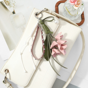 Breloques De Sac En Cuir Multicolores À Motif Floral Quotidien De La Série Simple h5 Image5