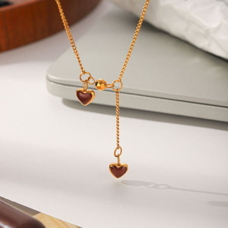 Colliers pendentifs pour femmes Simple Series Daily Heart en acier inoxydable étanche couleur or