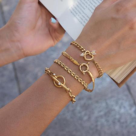 Bracelet chaîne simple en acier inoxydable étanche couleur or pour femme