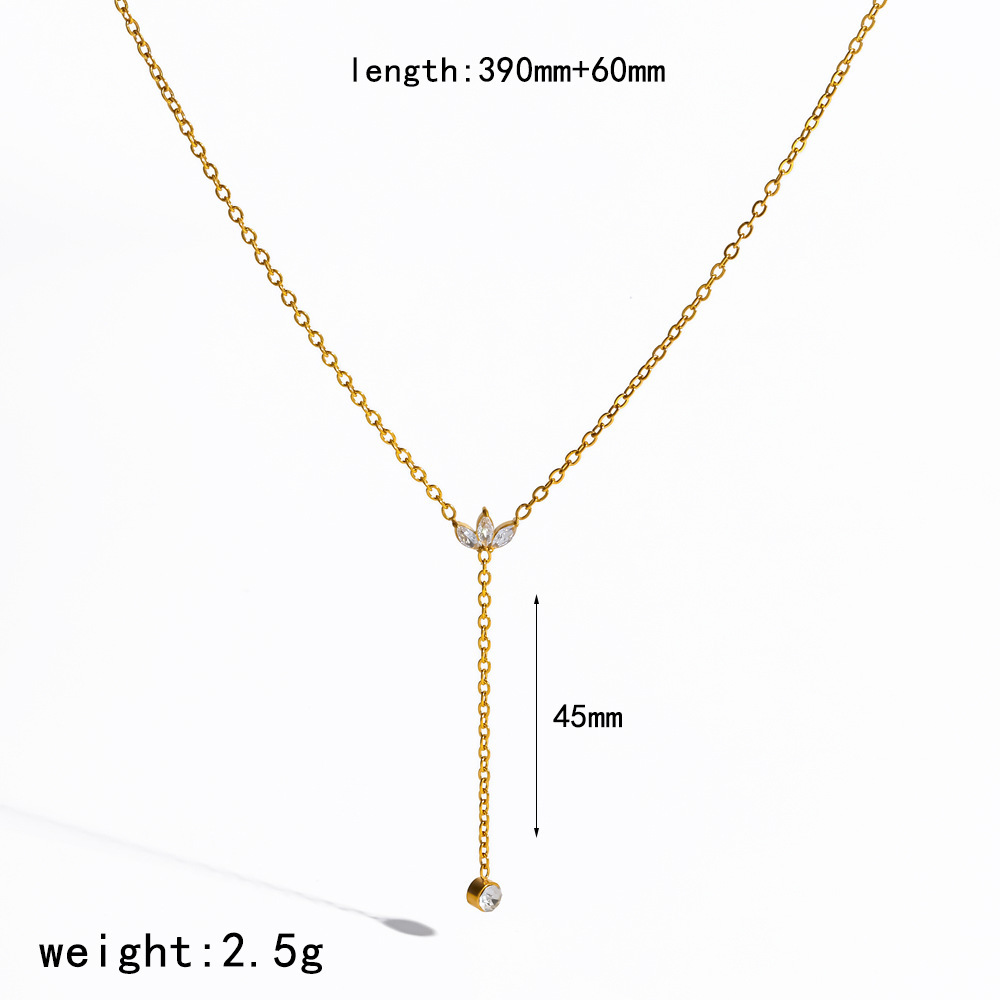 Colliers Pendentifs Pour Femmes En Acier Inoxydable Étanche, Couleur Or, En Forme De Y, Ornés De Strass