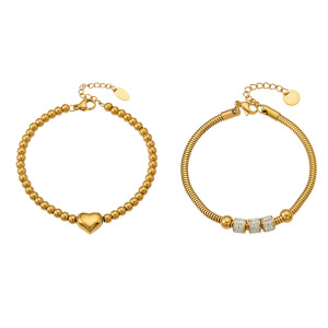 Bracelet De Perles Pour Femme En Acier Inoxydable Doré, Imperméable, Avec Motif Cœur, Collection De Luxe h5 Image3