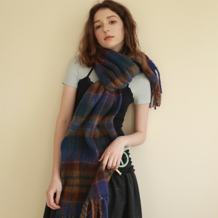 Écharpes d'hiver en laine et polyester mélangés, à carreaux rétro et pompons, de la série Simple 2