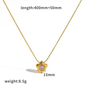 Colliers Pendentifs Pour Femmes En Acier Inoxydable, Couleur Or, Avec Zircon Et Motif Floral Simple h5 