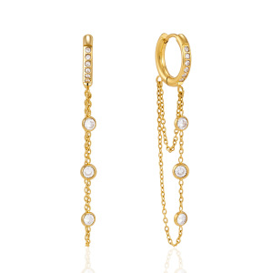 Boucles D'Oreilles Puces Pour Femmes, Collection Simple, Élégantes, Patchwork, Pompon, En Acier Inoxydable, Étanches, Couleur Or. h5 Image5