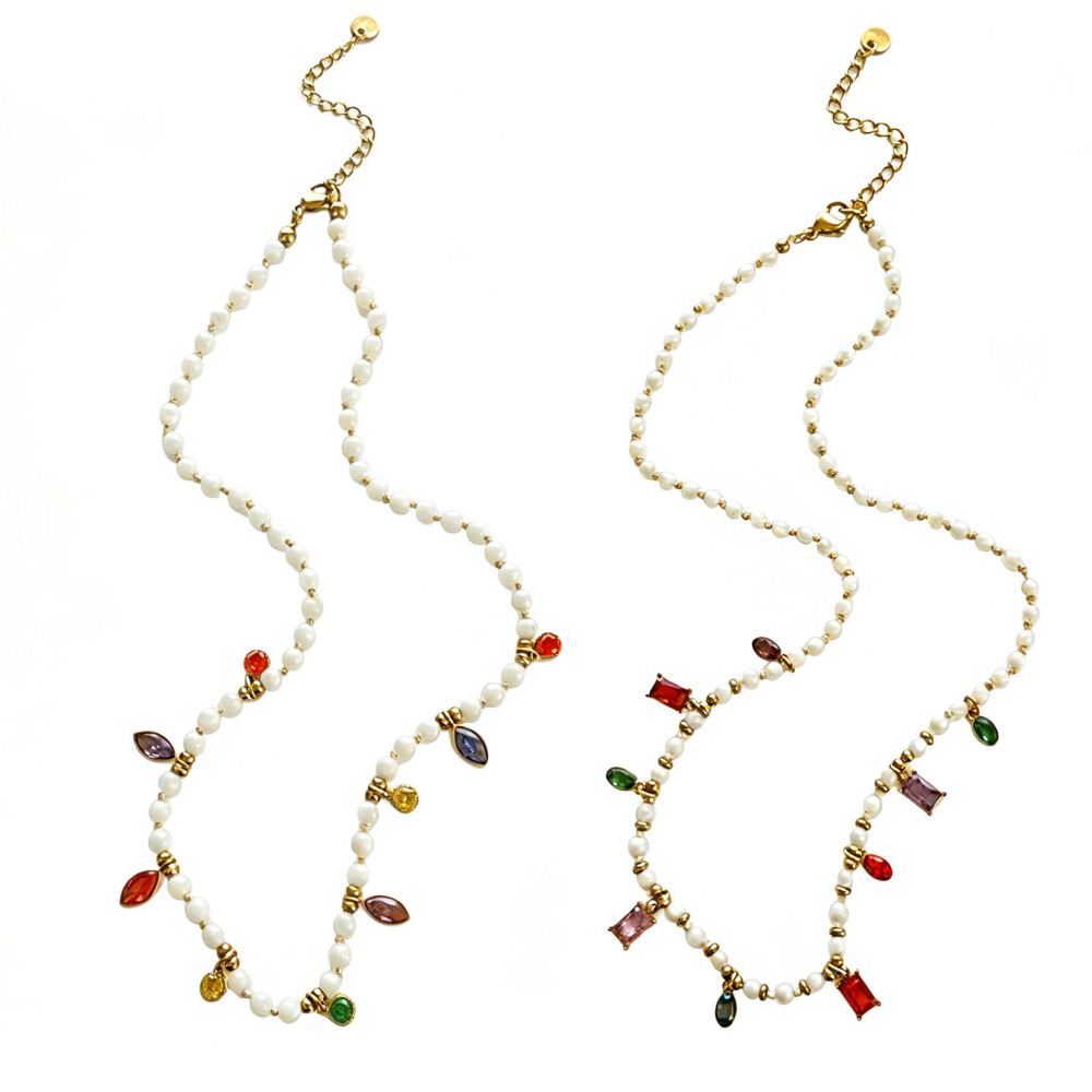 Colliers De Perles Pour Femmes, Collection Rétro Luxueuse, Ornés De Pierres Naturelles Et De Zircon. Image5
