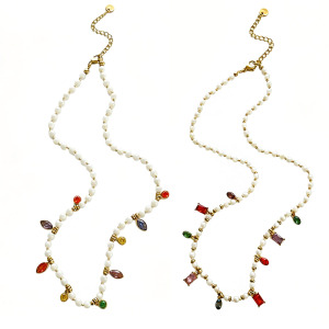 Colliers De Perles Pour Femmes, Collection Rétro Luxueuse, Ornés De Pierres Naturelles Et De Zircon. h5 Image5