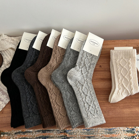 Chaussettes mi-mollet basiques à rebond élevé, couleur unie