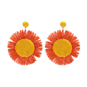 Boucles D'Oreilles Pendantes En Raphia Sweet Flower Pour Femme, Collection Romantique h5 Image3