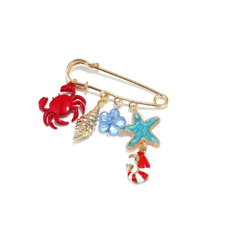 Broches en alliage représentant des feuilles et des étoiles de mer, style océanique, collection Simple Series 2