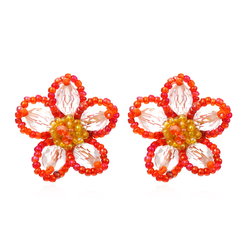 Boucles D'Oreilles Puces En Résine À Motif Floral Romantique Pour Femmes