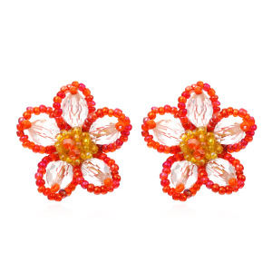 Boucles D'Oreilles Puces En Résine À Motif Floral Romantique Pour Femmes h5