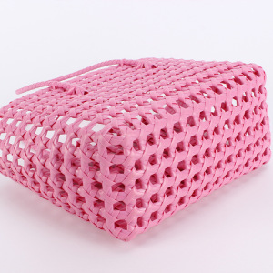 Sac Fourre-Tout Femme En Pvc Tissé Ajouré, Couleur Unie Style Vacances h5 Image5