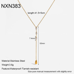 Collier Pendentif Élégant En Forme De Cœur Et Goutte D'Eau, En Acier Inoxydable Étanche, Couleur Or, Avec Zircon. h5 