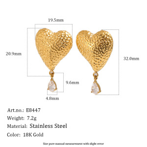 Boucles D'Oreilles Pendantes Pour Femme, Style Rétro, Cœur Et Lune, En Acier Inoxydable Étanche Avec Zircon, Collection Classique h5 