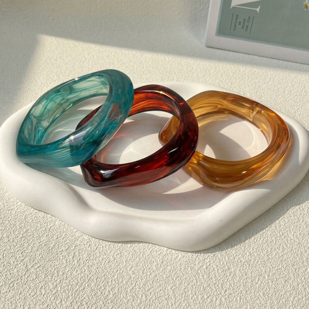 Bracelets Pour Femmes En Résine À Dégradé De Couleurs Rétro h5Image2