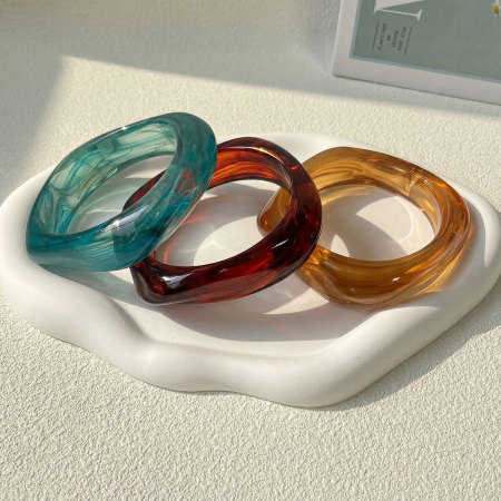 Bracelets pour femmes en résine à dégradé de couleurs rétro 2