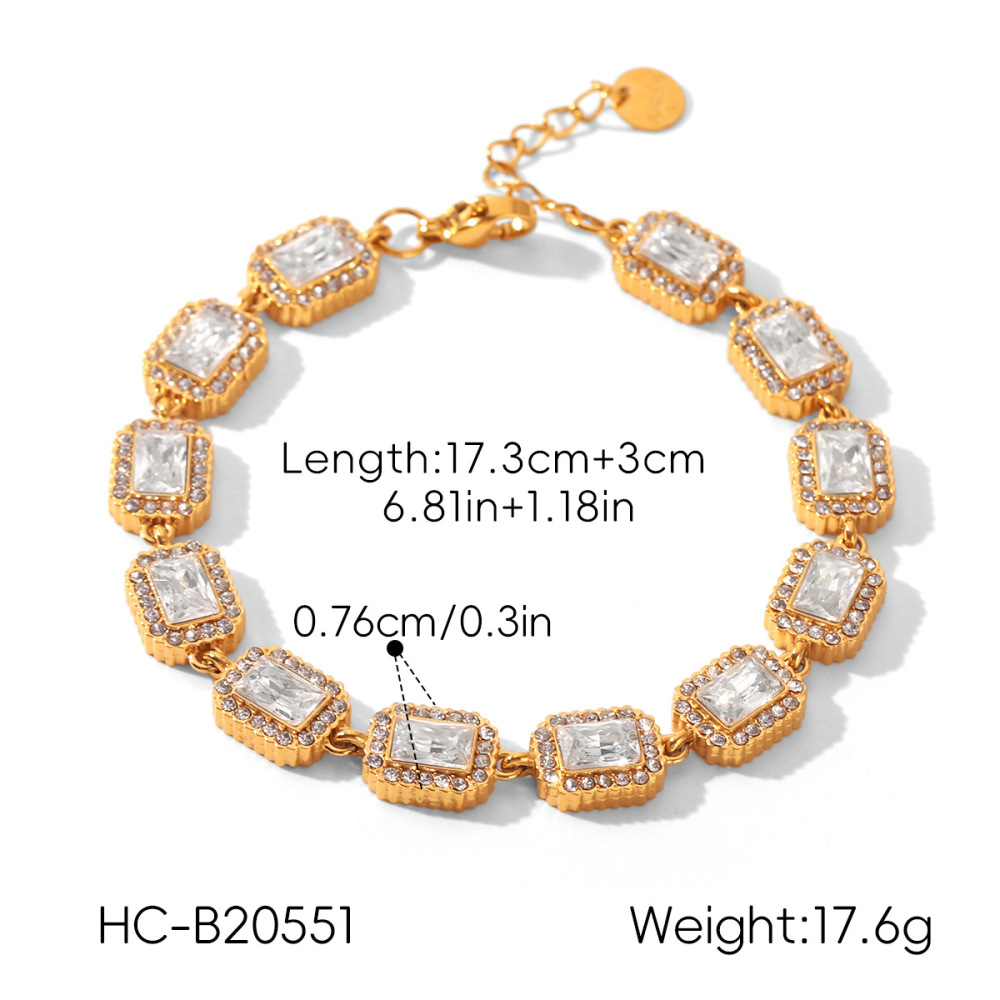 Bracelet Chaîne Femme Simple Et Luxueuse En Acier Inoxydable, Étanche, Couleur Or, Avec Zircon. Image2