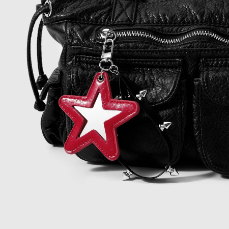 Breloques de sac en cuir à rivet étoile torsadée, série simple rétro 2